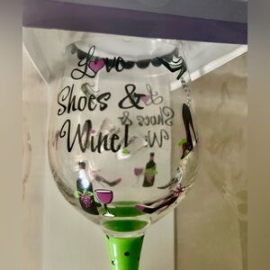 NIB “Love Shoes & Wine” Wine glass by Epic.